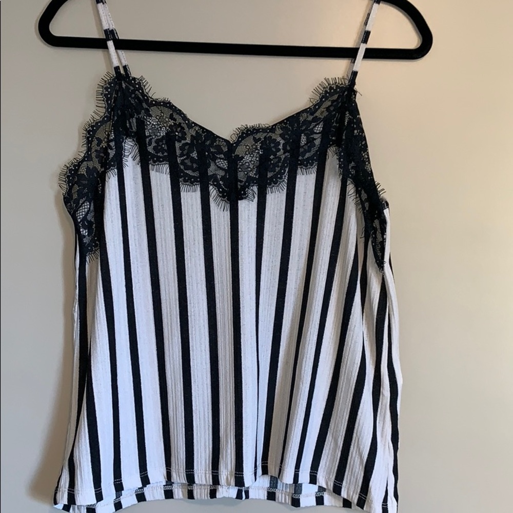 Zara stripe cami with lace. Brand New With Tags.